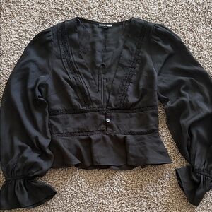 Fashion Nova Elegant Black Peplum Blouse